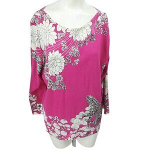 Talbots Lightweight Pink Floral 3/4 Sleeve Sweater Size XL Cotton Paisley NWT